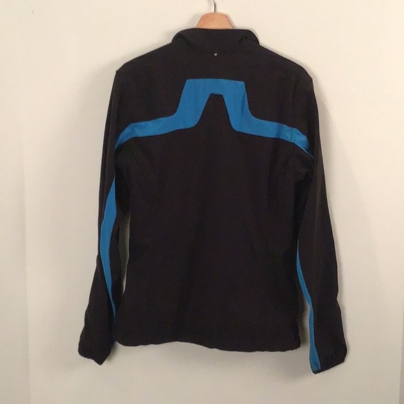 J. lindeberg zip up track jacket, size M. Black and blue stripe - Picture 5 of 6